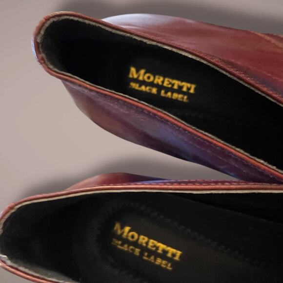 MORETTI Men\'s Size 13 D Black Label Glen Burgundy Leather Chukka Boot Shoes EUC main image 6